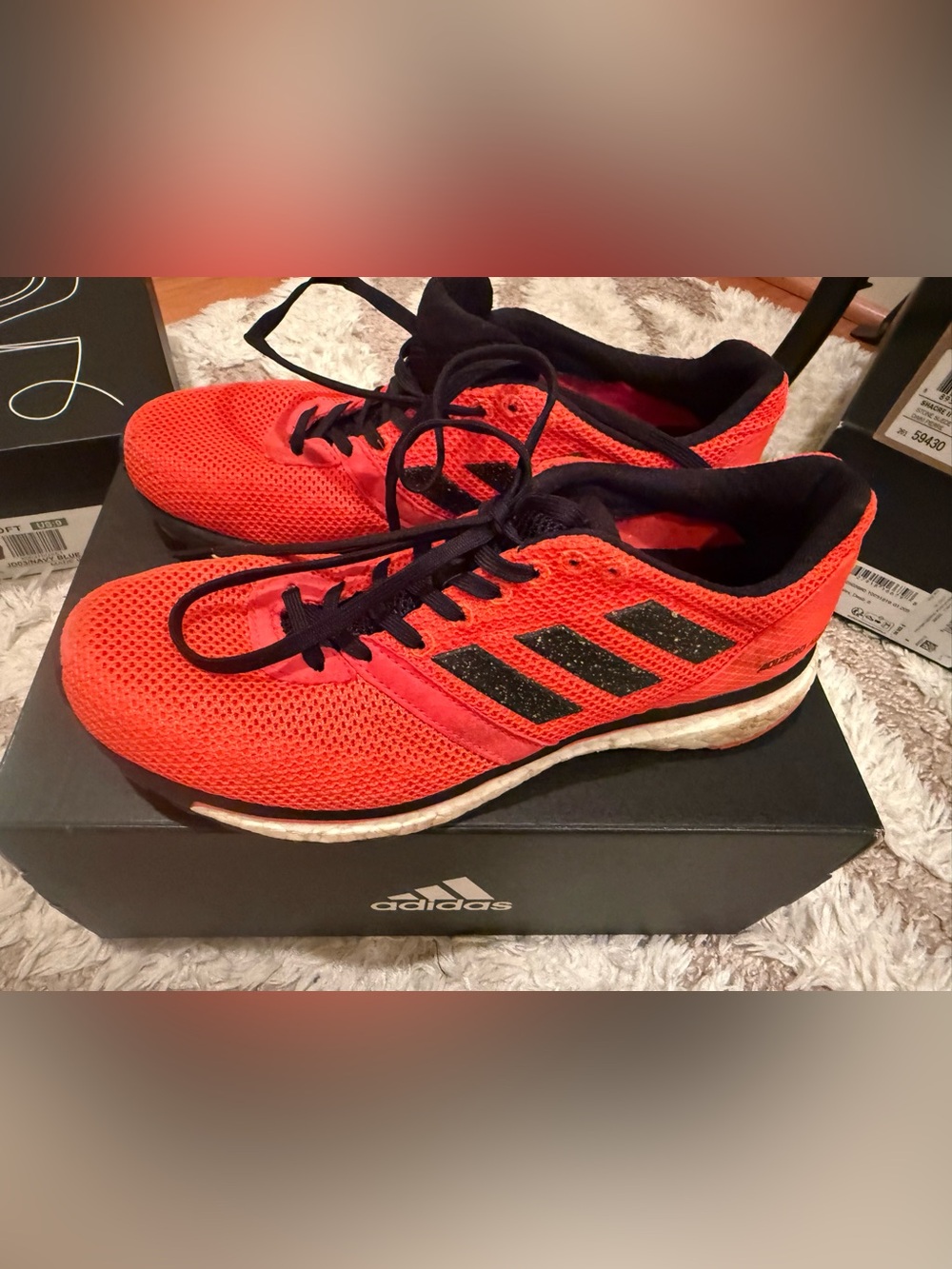 adidas Bright Orange and Black Mesh Running Sneakers